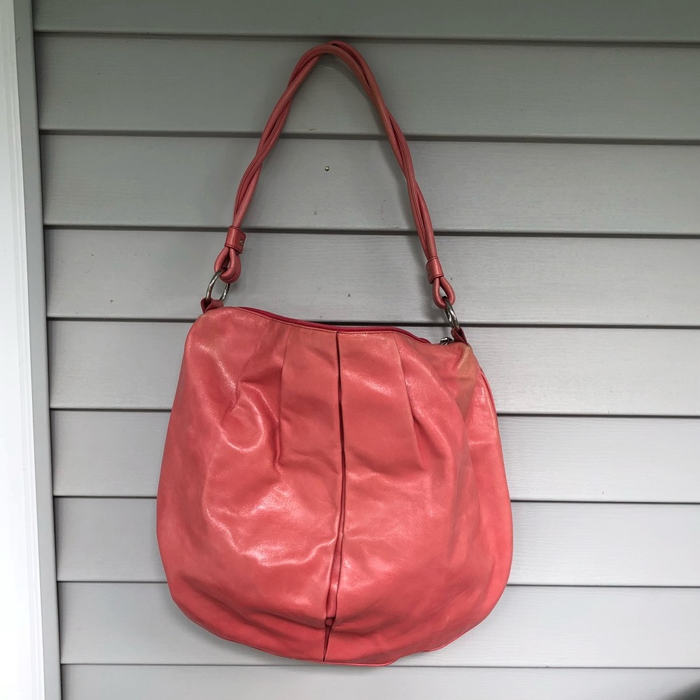 VINTAGE PINK LEATHER HOBO PURSE